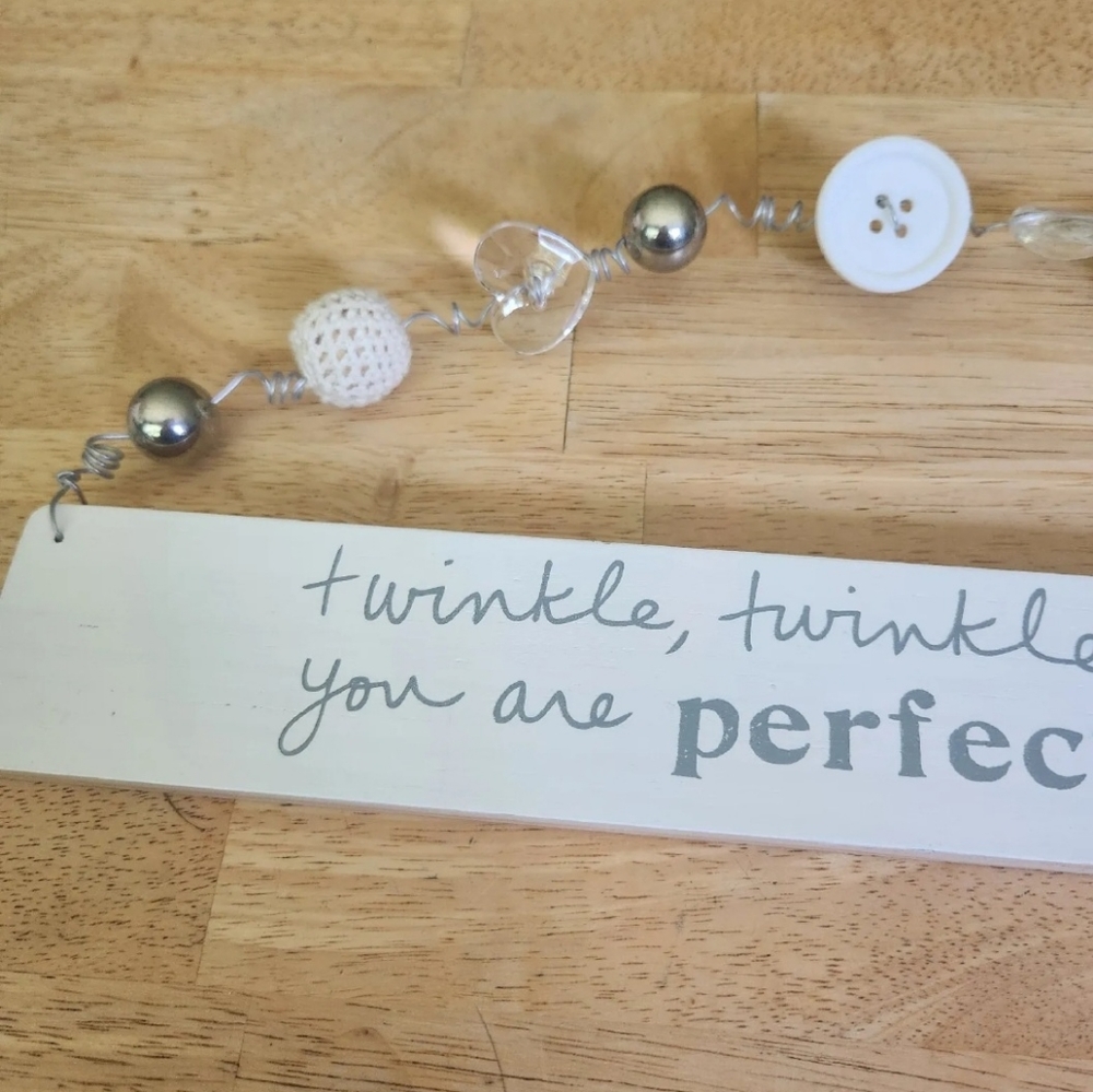 C.R.Gibson Twinkle Twinkle Hanging Plaque Boho Neutral NEW